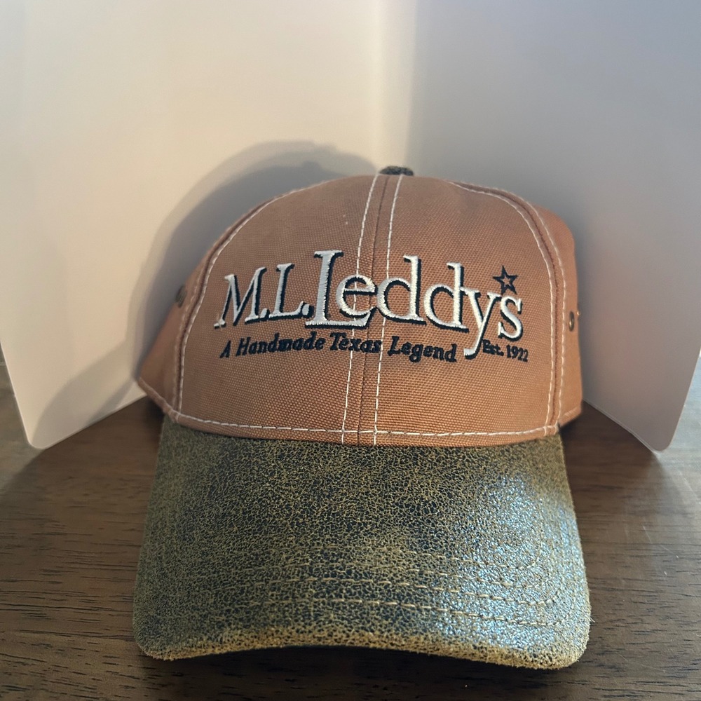 M.L. Leddy's Ball Cap Mens OSFM Brown Canvas Leather Brim Texas Legend Hat